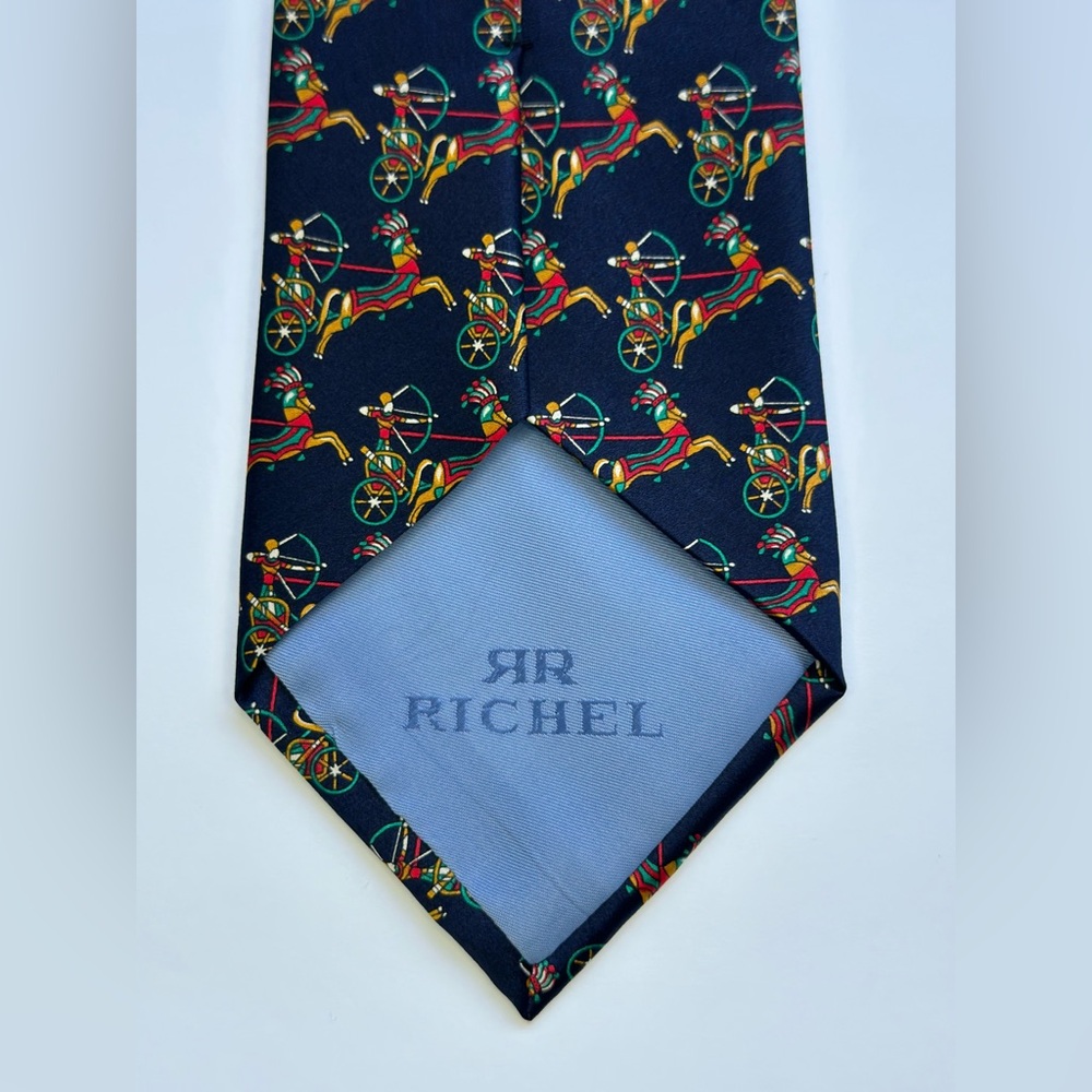 Vintage Neiman Marcus Designer Collections Silk Tie-Richel Equestrian - Picture 3 of 10